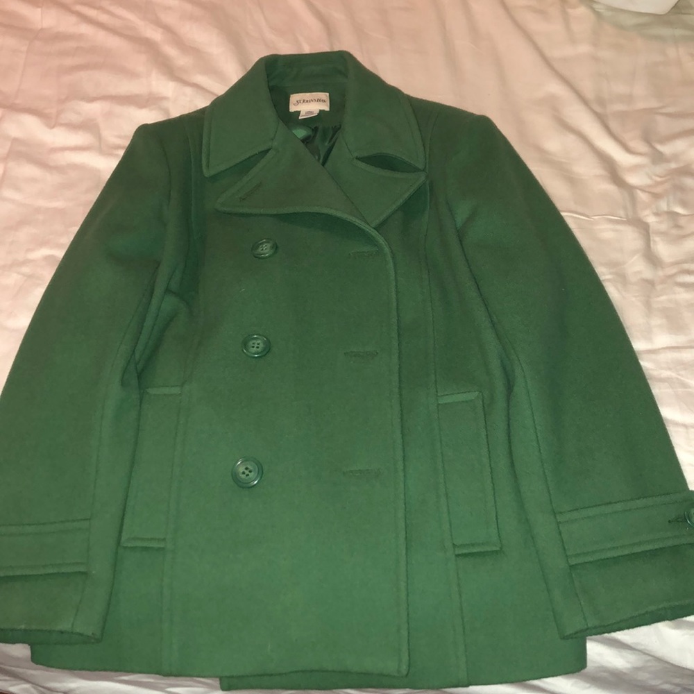 Excellent St Johns Bay Green Peacoat size L